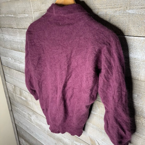 Purple lambswool angora blend tie front sweater - Picture 2 of 5